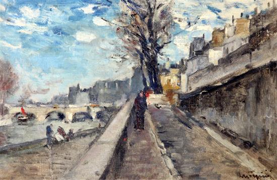 Ferdinand-Jean Luigini (1870-1937) Les Quais 10.25 x 15.75in.